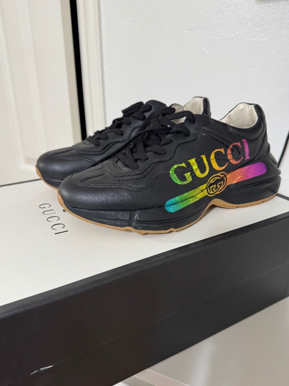 Gucci Rhyton Rainbow Logo Sneaker Black (Women's - US 9) (Men- US 7.5)